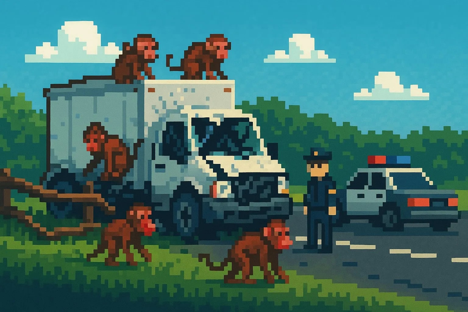 В США макаки, заражённые вирусами, сбежали из грузовика после ДТП